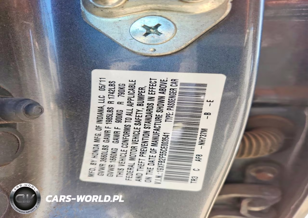 2012 Honda Civic Lx VIN:19XFB2F55CE003541 - 12
