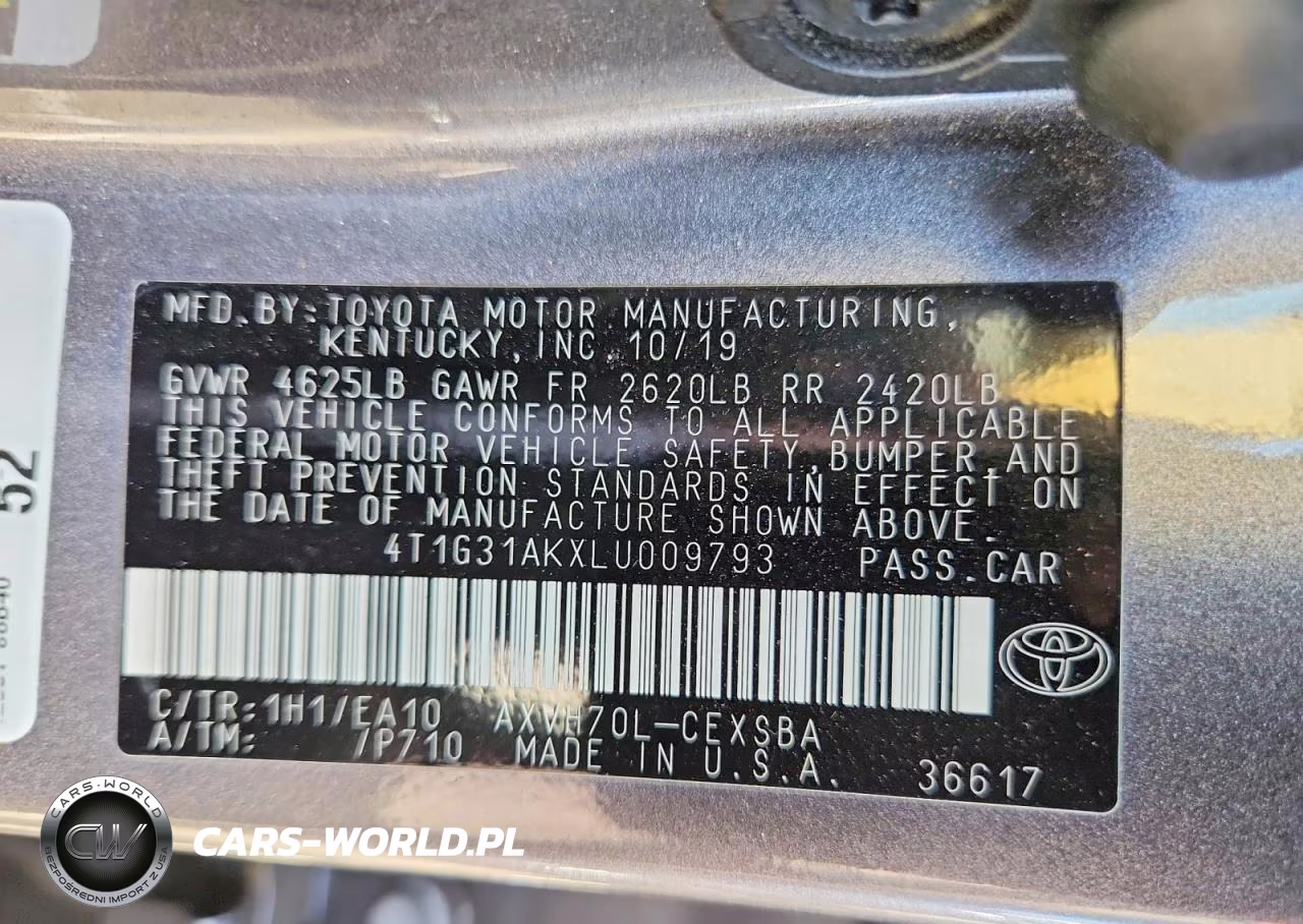 2020 Toyota Camry Se VIN:4T1G31AKXLU009793 - 12