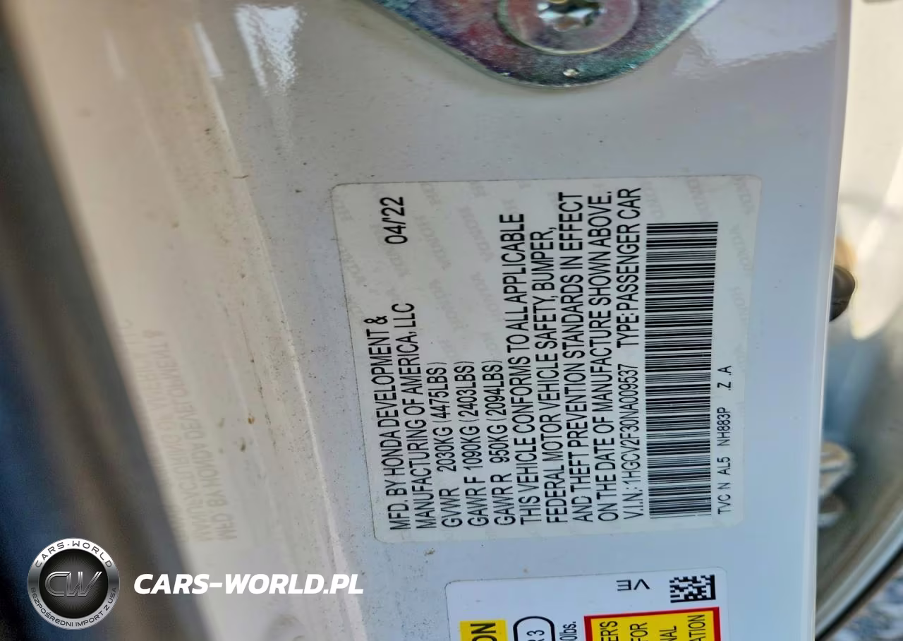 2022 Honda Accord Sport VIN:1HGCV2F30NA009537 - 12