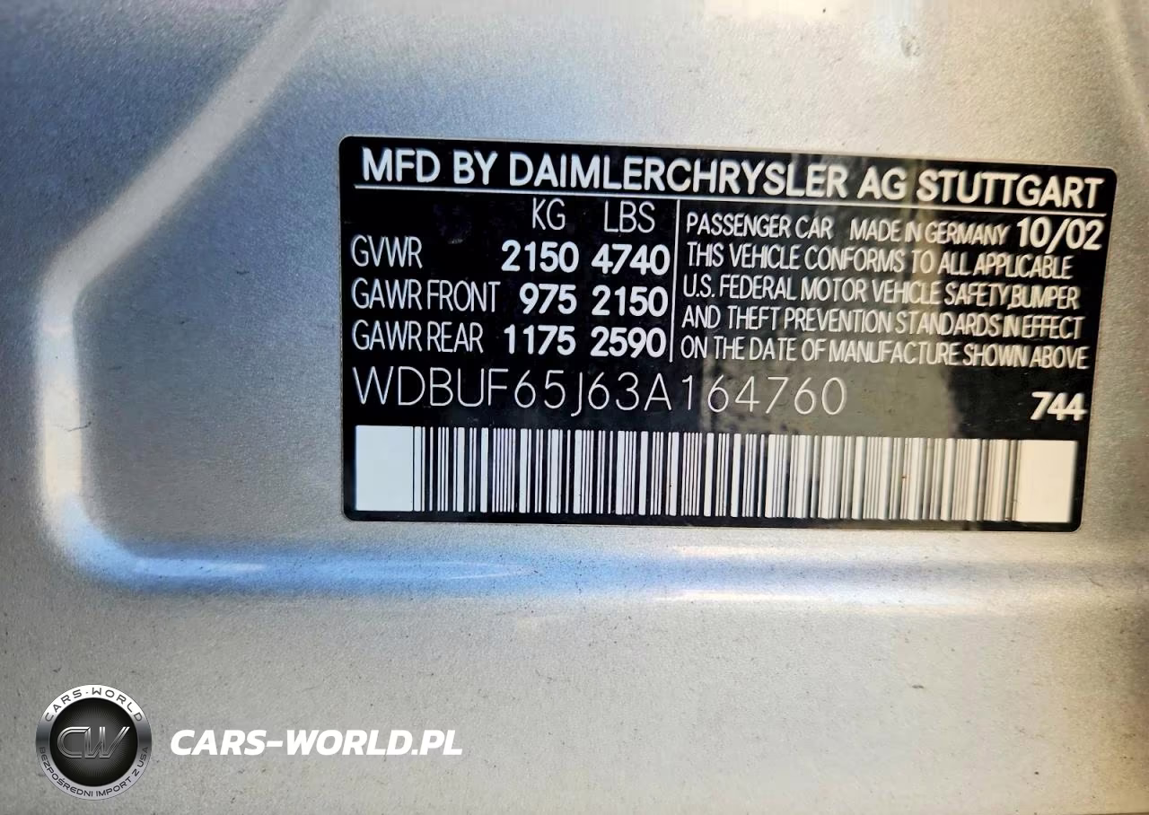 2003 Mercedes-Benz E 320 VIN:WDBUF65J63A164760 - 12