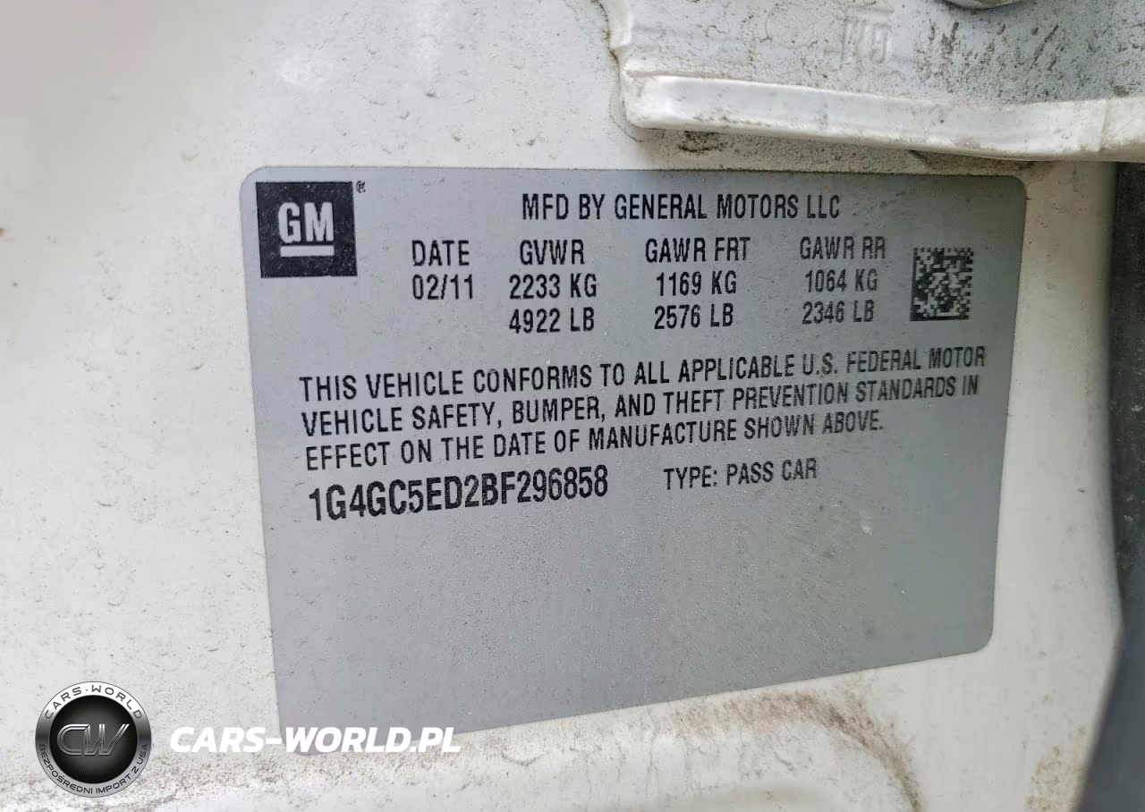 2011 Buick Lacrosse Cxl VIN:1G4GC5ED2BF296858 - 12