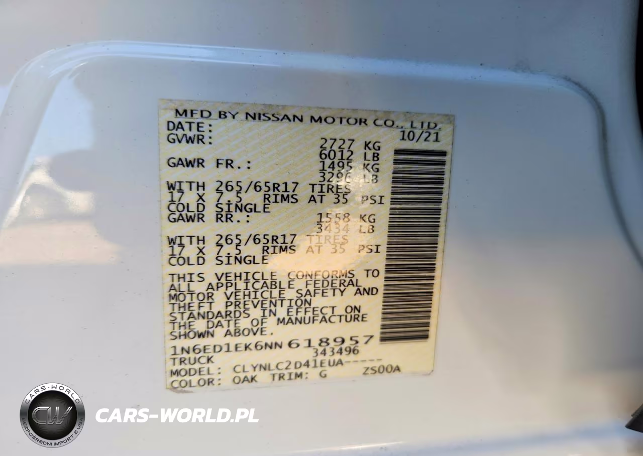 2022 Nissan Frontier Sv VIN:1N6ED1EK6NN618957 - 13