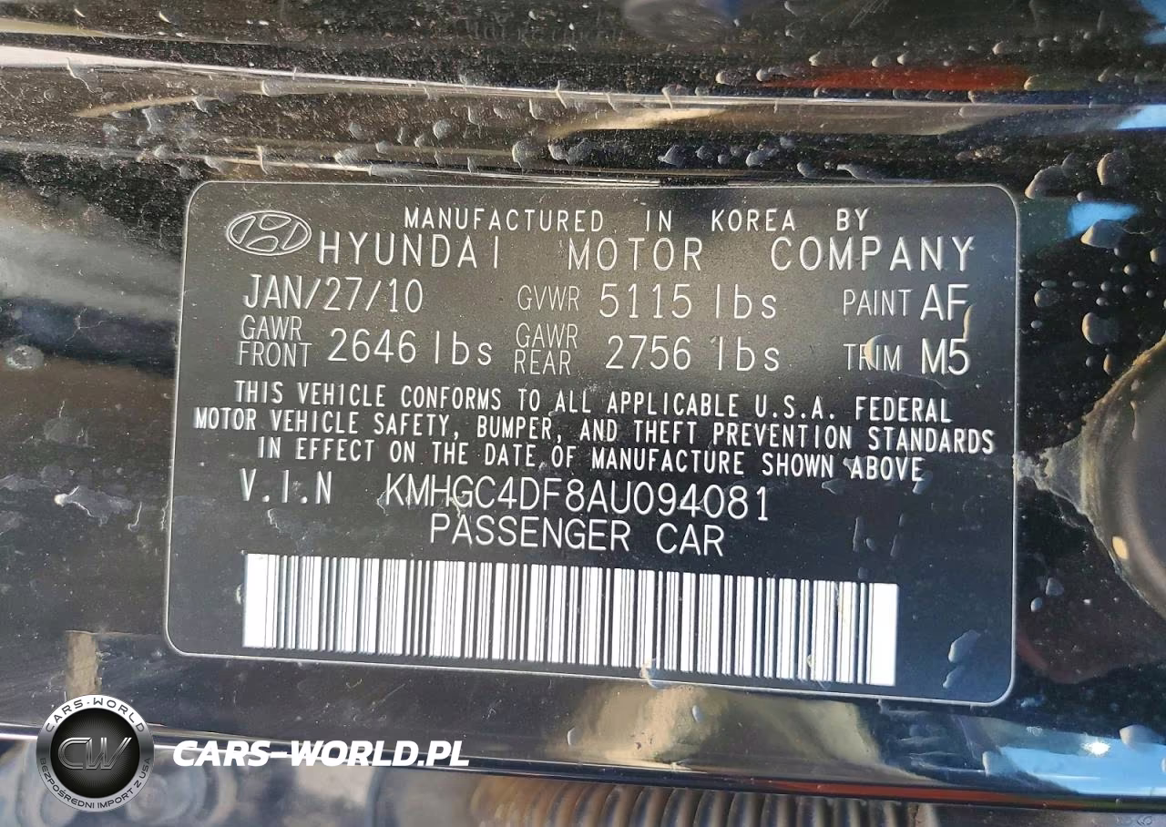 2010 Hyundai Genesis 4.6L VIN:KMHGC4DF8AU094081 - 13