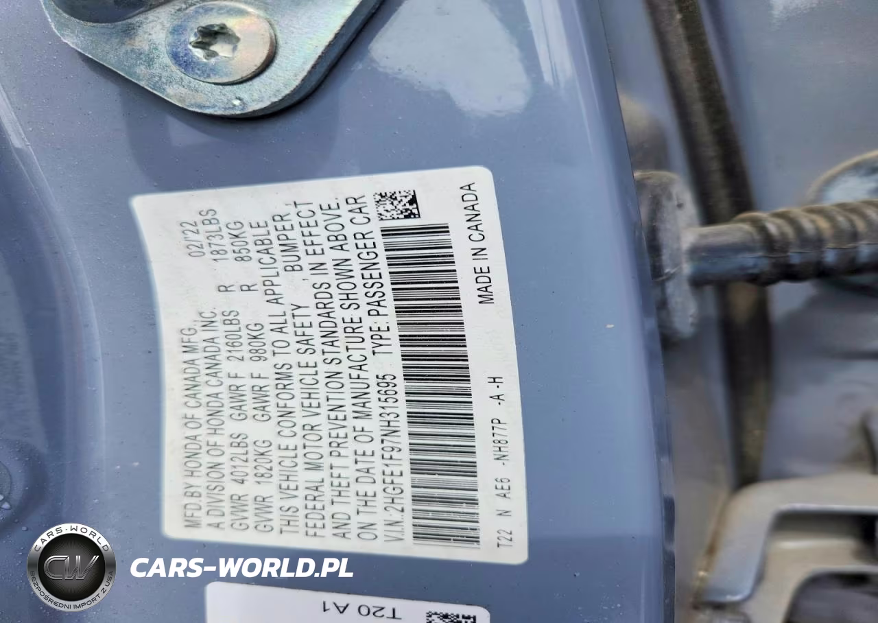 2022 Honda Civic Touring VIN:2HGFE1F97NH315695 - 12
