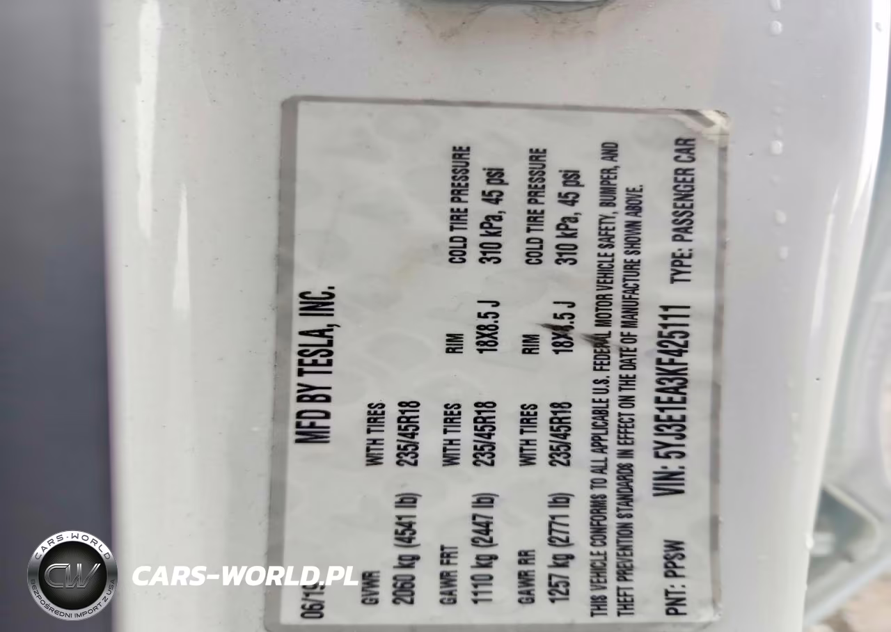 2019 Tesla Model 3 VIN:5YJ3E1EA3KF425111 - 12