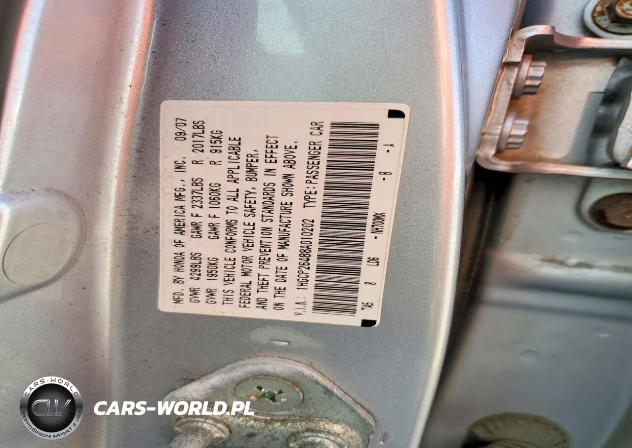 2008 Honda Accord Lxp VIN:1HGCP26488A010202 - 12