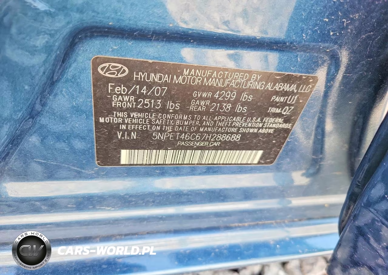2007 Hyundai Sonata Gls VIN:5NPET46C67H288688 - 12