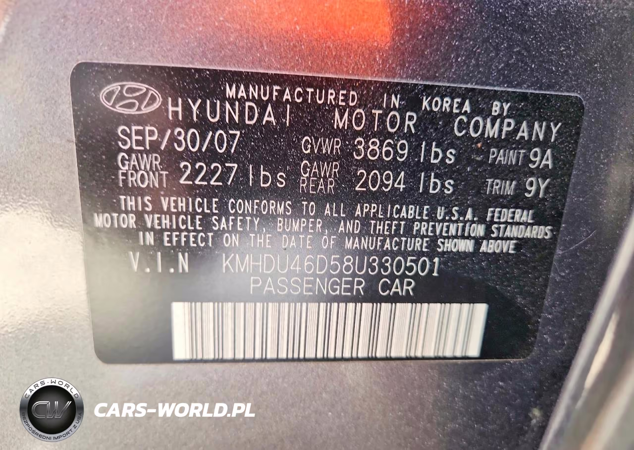 2008 Hyundai Elantra Gls VIN:KMHDU46D58U330501 - 13