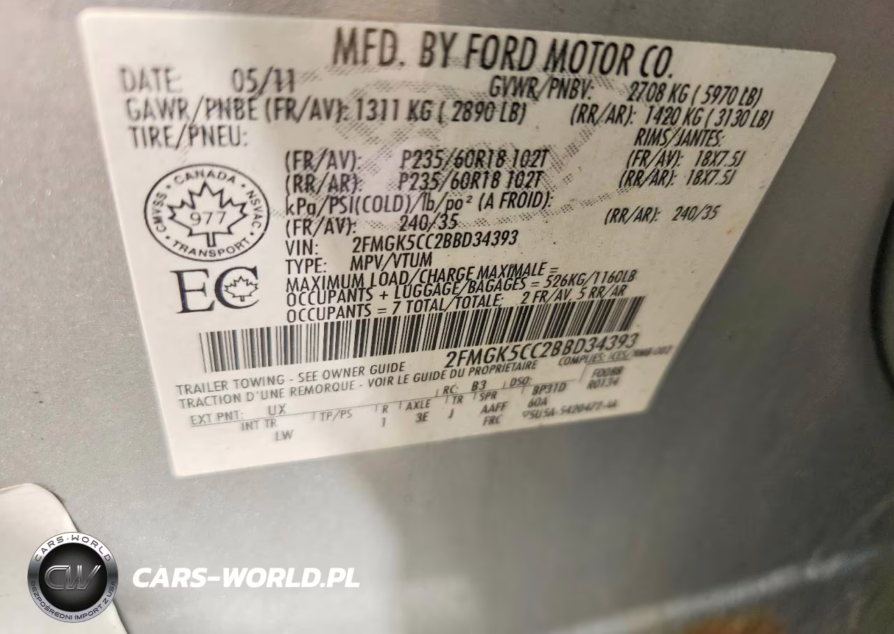 2011 Ford Flex Sel VIN:2FMGK5CC2BBD34393 - 13