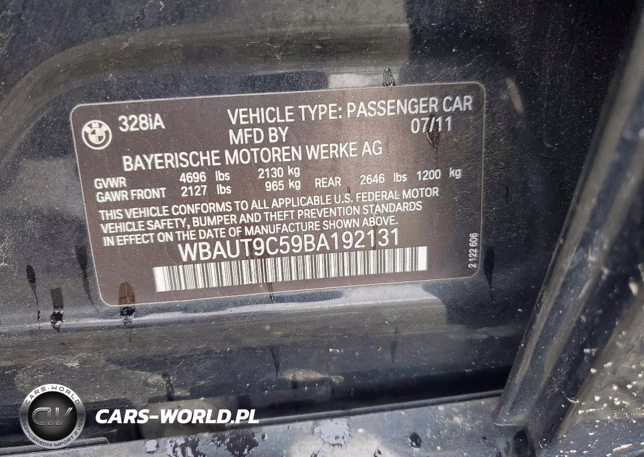 2011 BMW 328 I VIN:WBAUT9C59BA192131 - 12