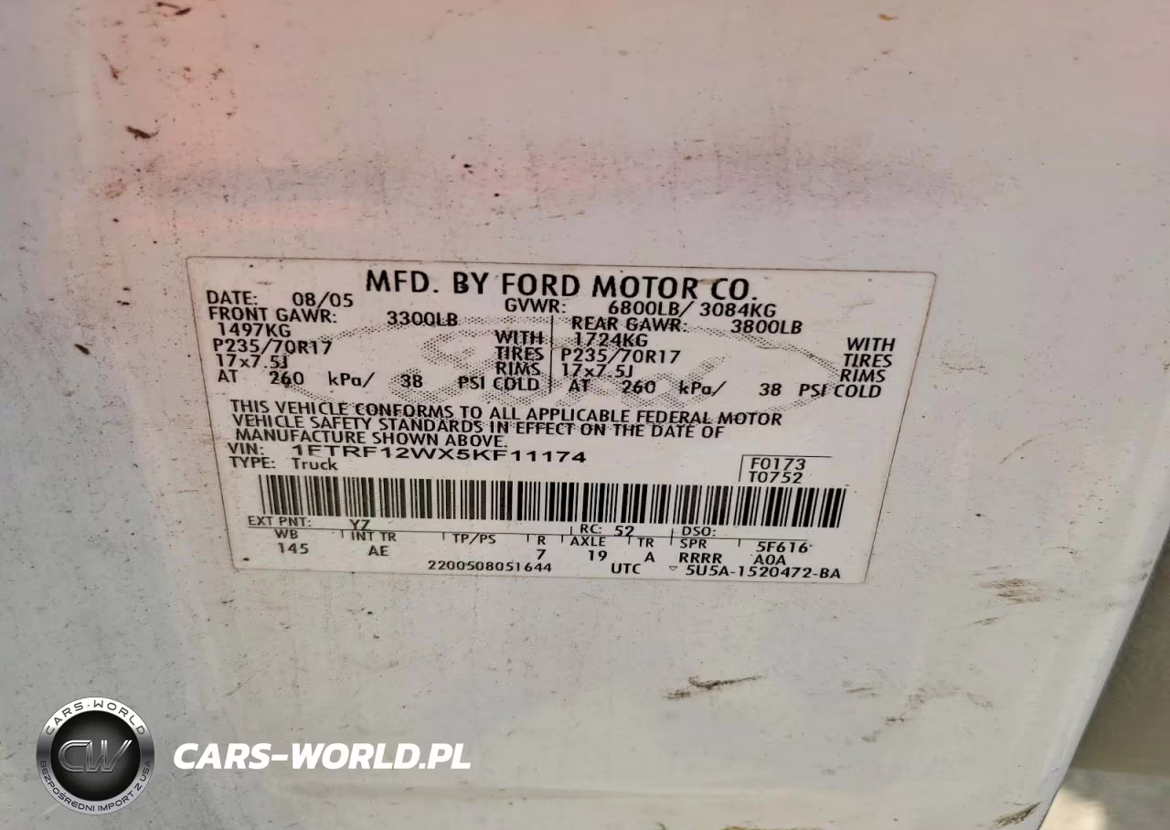 2005 Ford F150 VIN:1FTRF12WX5KF11174 - 12