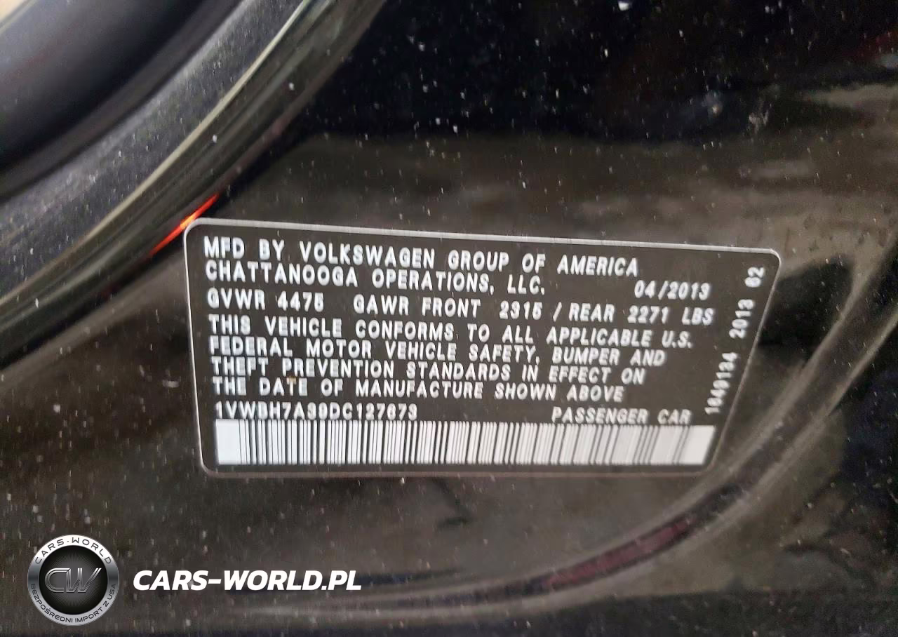 2013 Volkswagen Passat Se VIN:1VWBH7A39DC127673 - 12