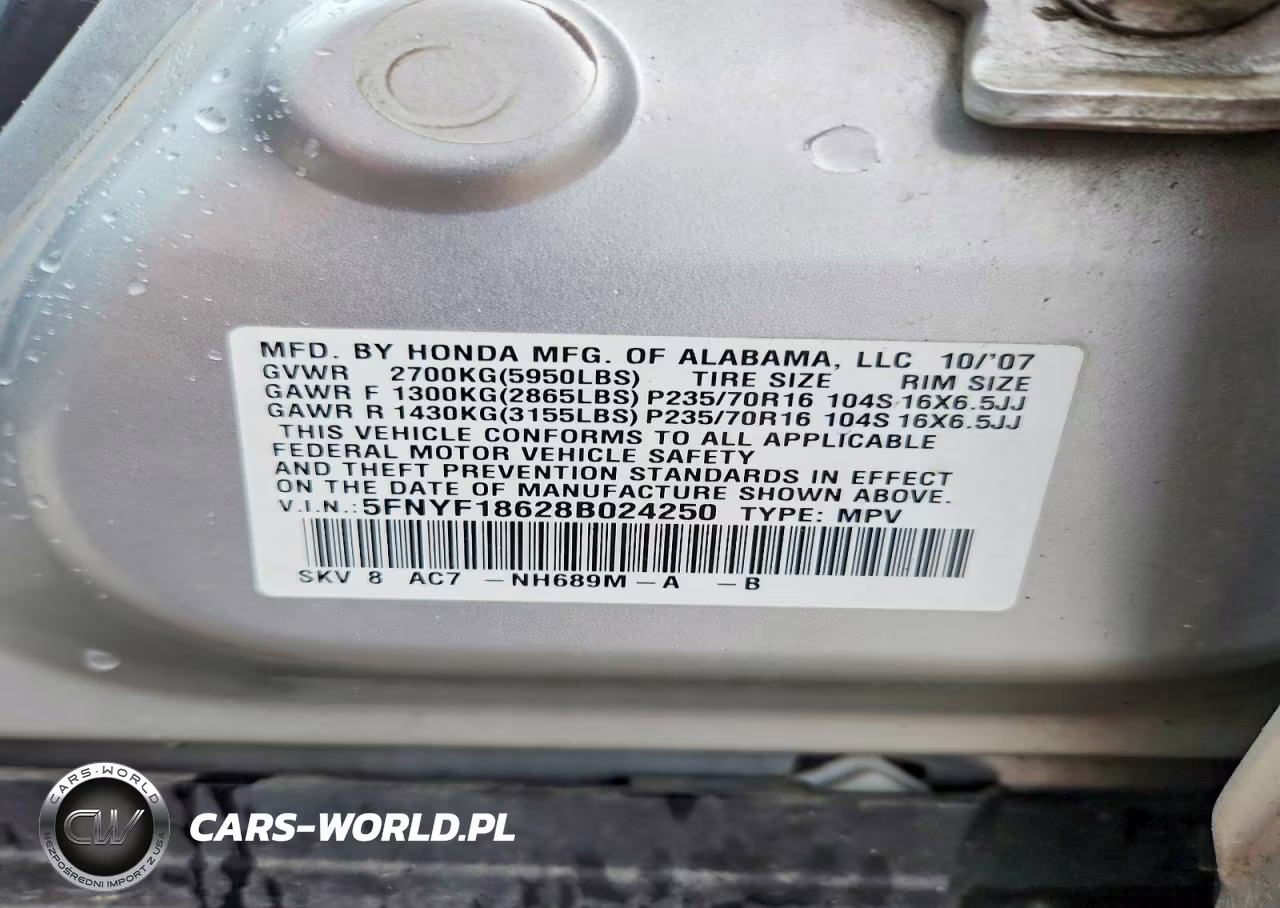 2008 Honda Pilot Exl VIN:5FNYF18628B024250 - 13