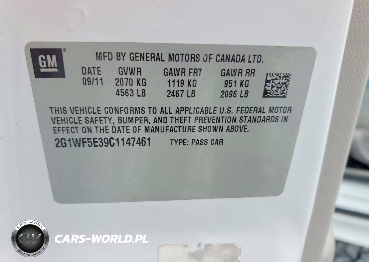 2012 Chevrolet Impala Ls VIN:2G1WF5E39C1147461 - 12