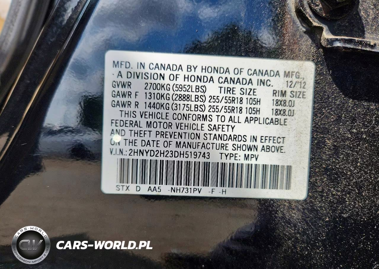 2013 Acura Mdx VIN:2HNYD2H23DH519743 - 14