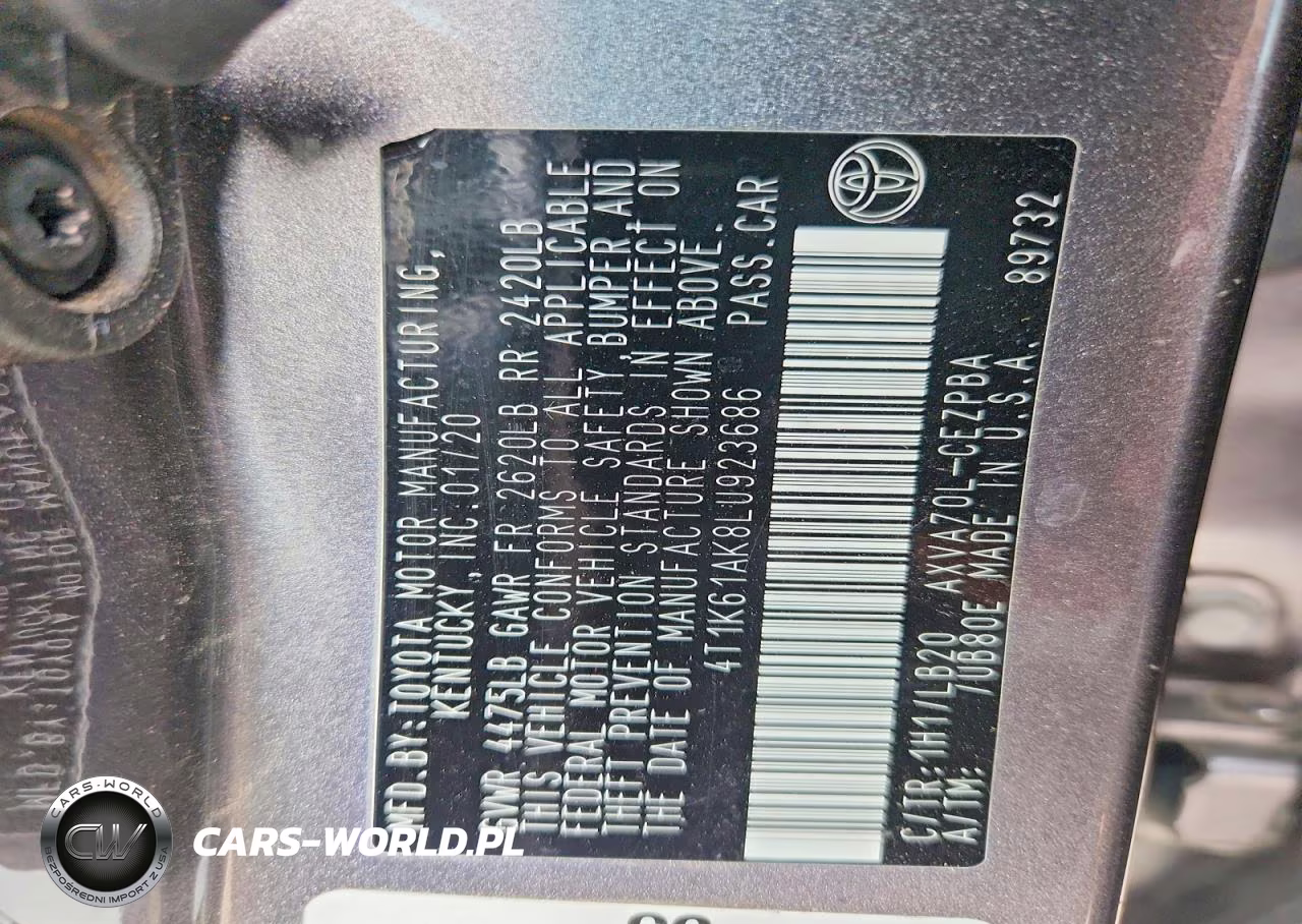 2020 Toyota Camry Xse VIN:4T1K61AK8LU923686 - 12