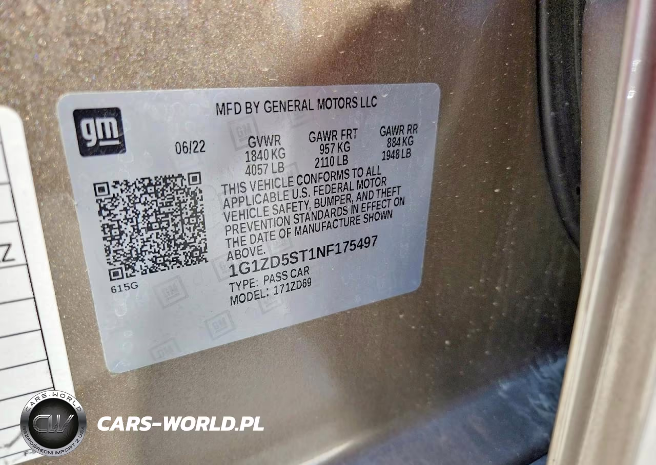 2022 Chevrolet Malibu Lt VIN:1G1ZD5ST1NF175497 - 12
