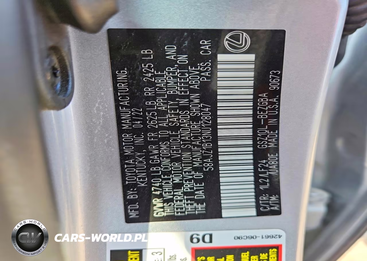2022 Lexus Es 350 F Sport VIN:58AJZ1B13NU128047 - 12