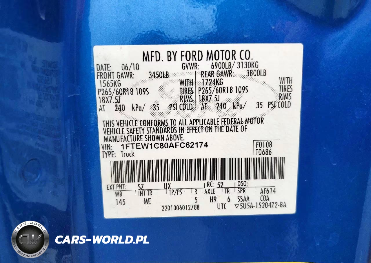 2010 Ford F150 Supercrew VIN:1FTEW1C80AFC62174 - 12