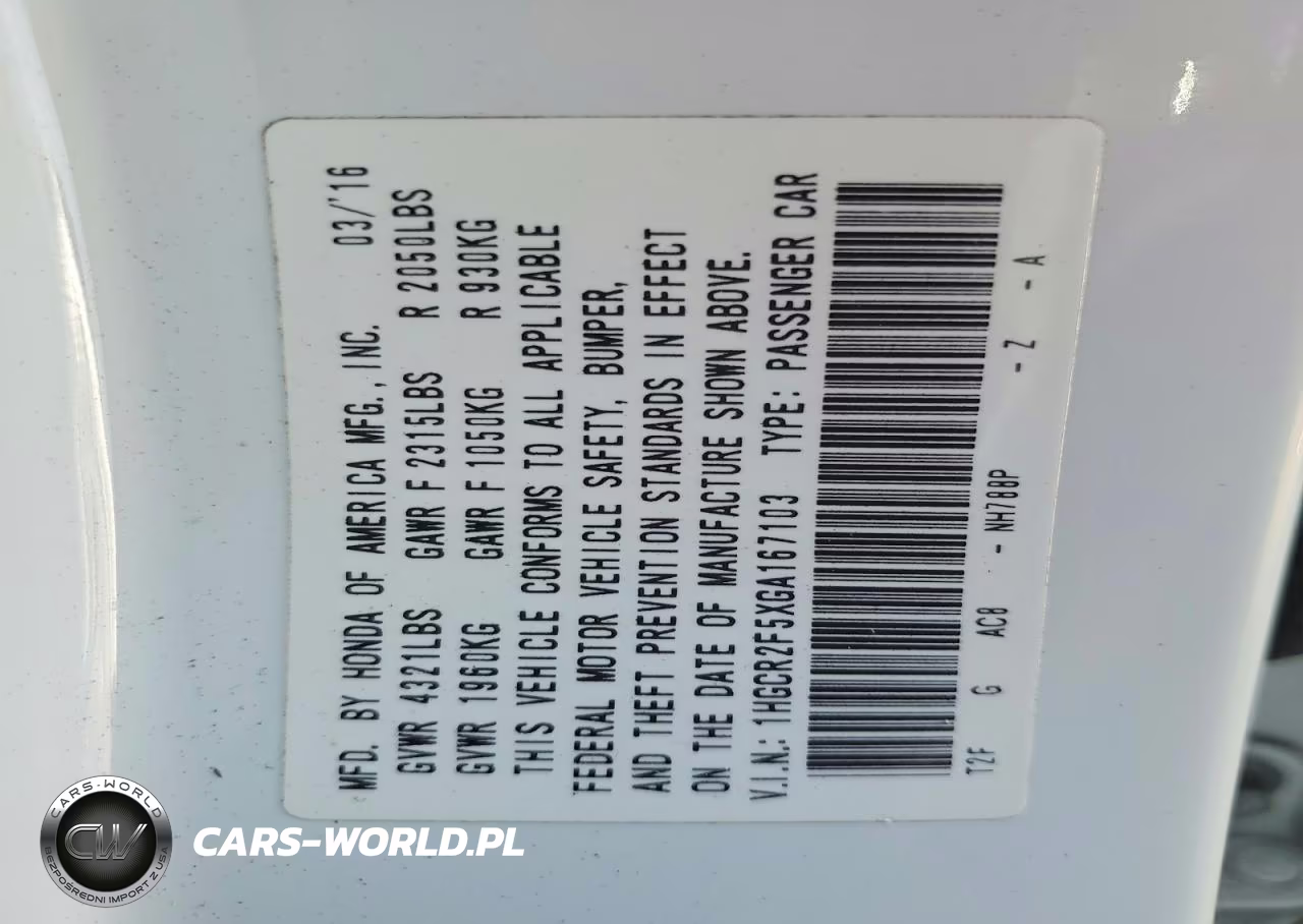2016 Honda Accord Sport VIN:1HGCR2F5XGA167103 - 12