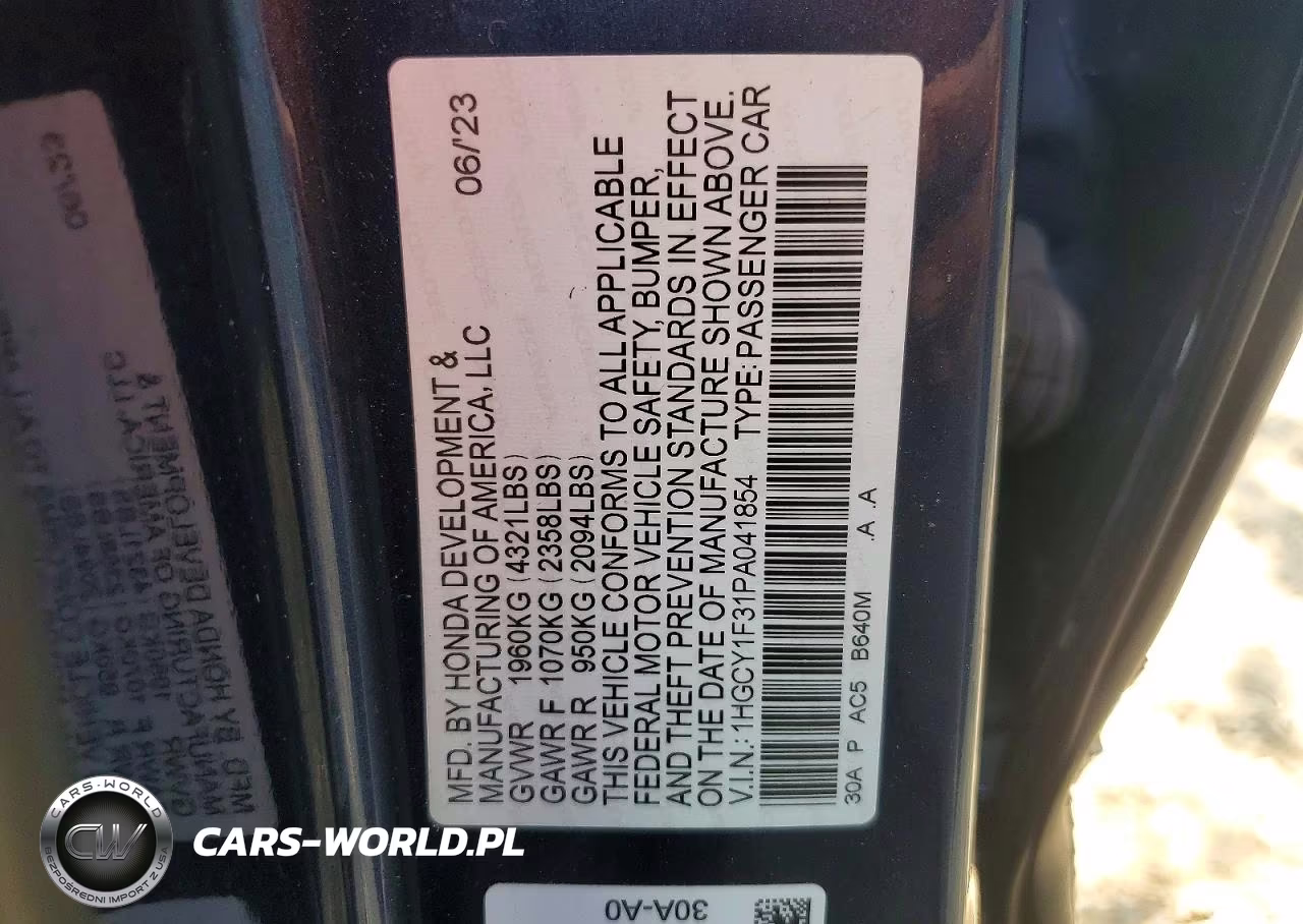 2023 Honda Accord Ex VIN:1HGCY1F31PA041854 - 12