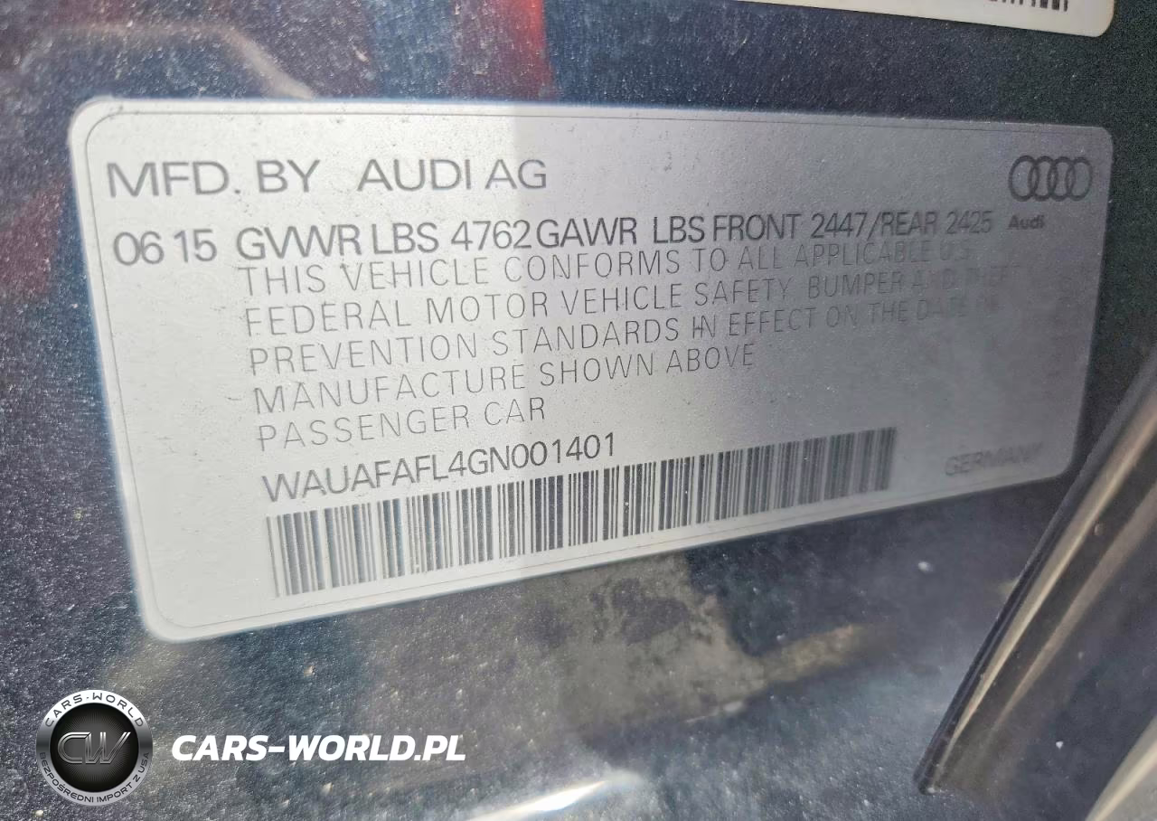2016 Audi A4 Premium S-Line VIN:WAUAFAFL4GN001401 - 12