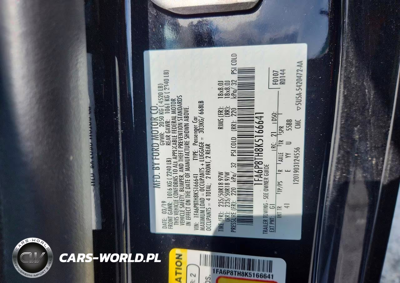 2019 Ford Mustang VIN:1FA6P8TH8K5166641 - 12