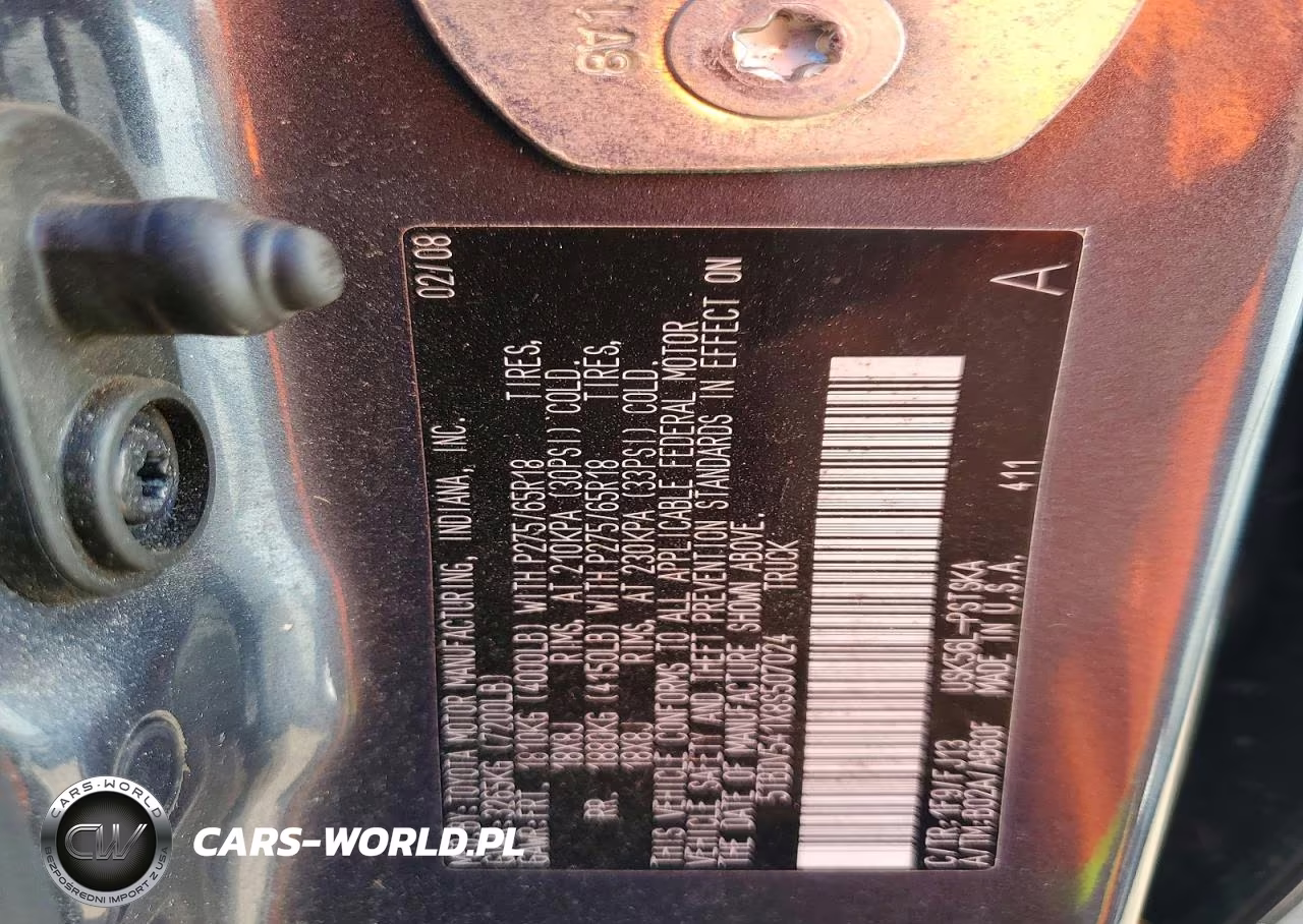 2008 Toyota Tundra Sr5 VIN:5TBDV541X8S507024 - 12