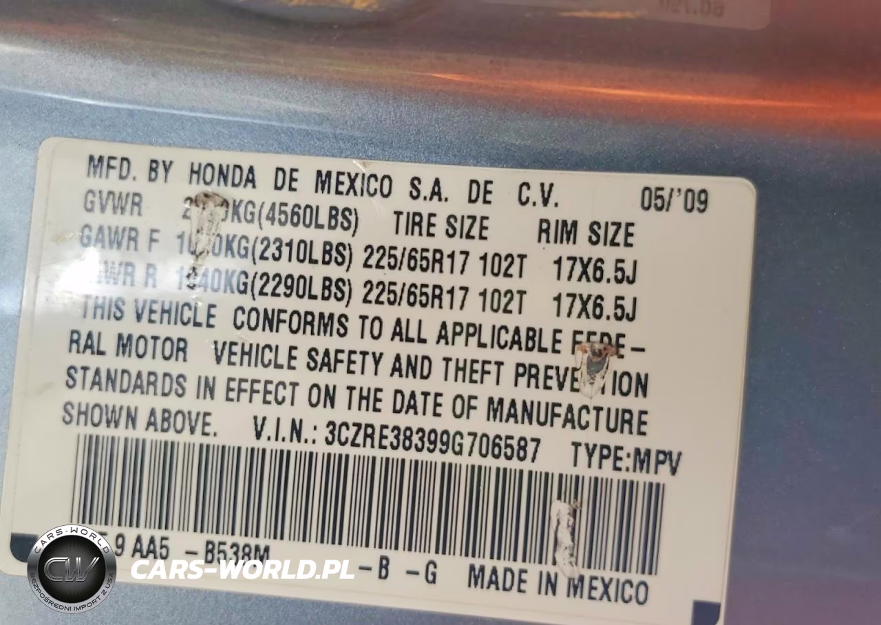 2009 Honda Cr-V Lx VIN:3CZRE38399G706587 - 14