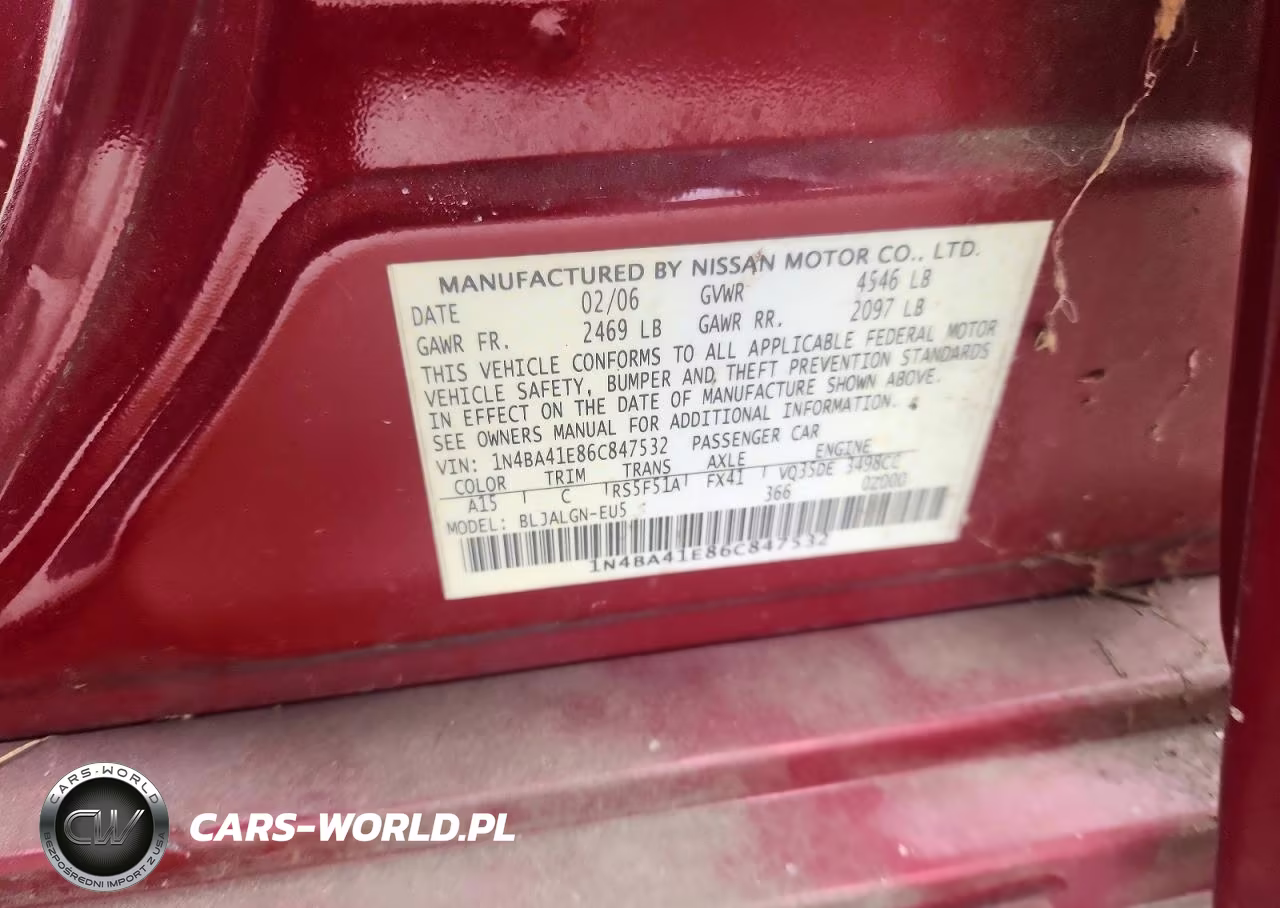 2006 Nissan Maxima 3.5 Se VIN:1N4BA41E86C847532 - 12