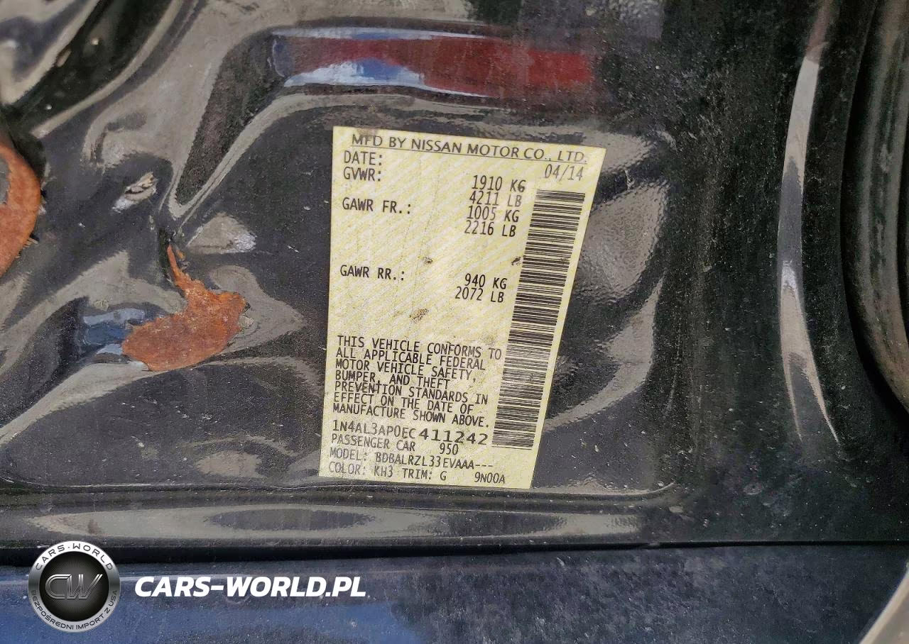 2014 Nissan Altima 2.5 VIN:1N4AL3AP0EC411242 - 12
