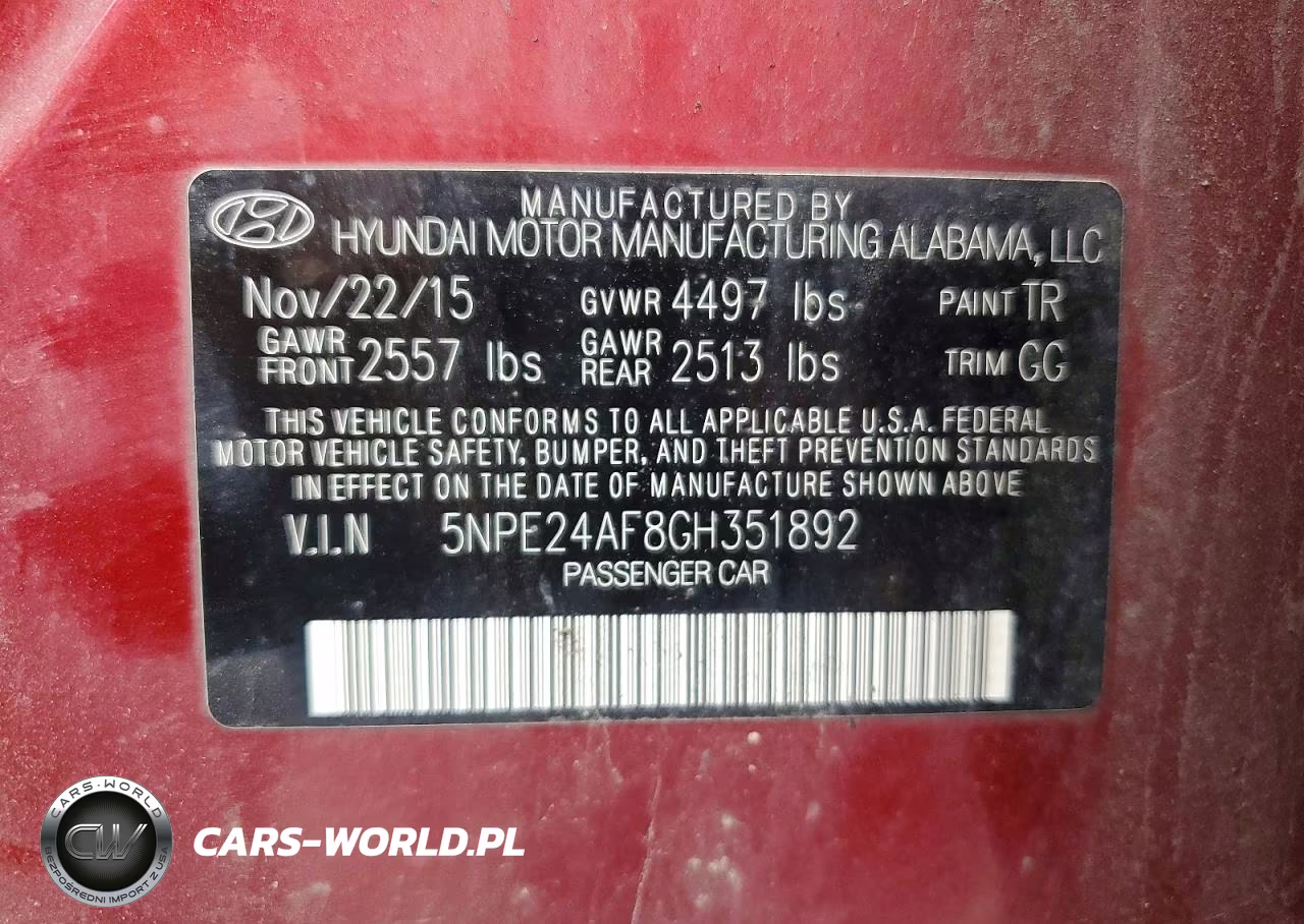 2016 Hyundai Sonata Se VIN:5NPE24AF8GH351892 - 12