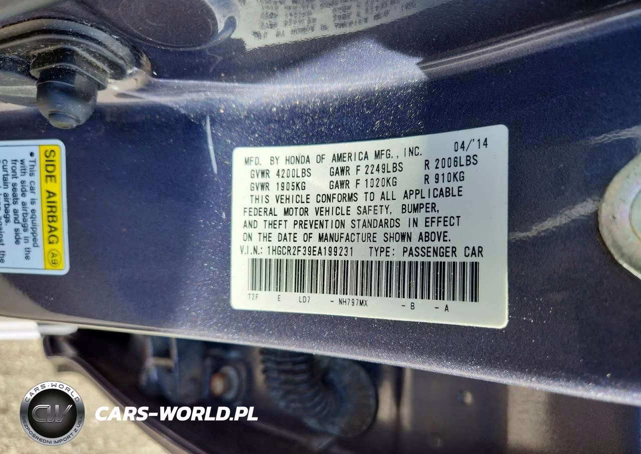 2014 Honda Accord Lx VIN:1HGCR2F39EA199231 - 12