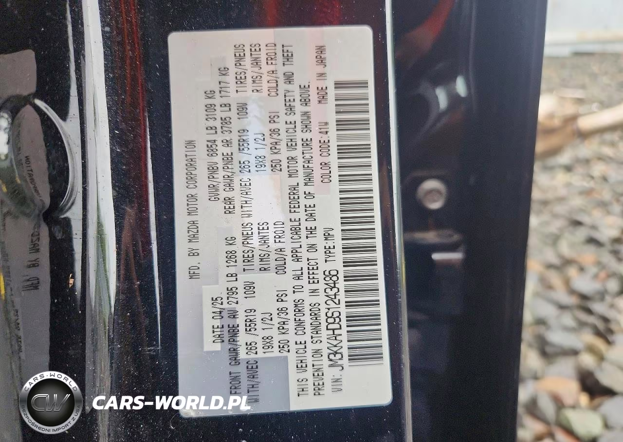 2025 Mazda Cx-90 Select VIN:JM3KKAHD9S1243486 - 12