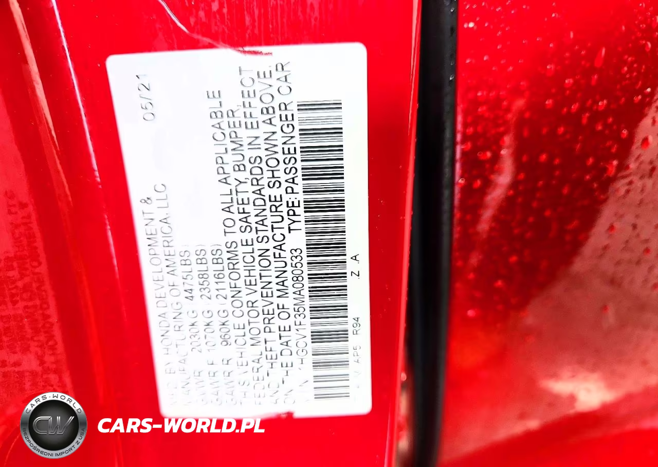 2021 Honda Accord Sport VIN:1HGCV1F35MA080533 - 12