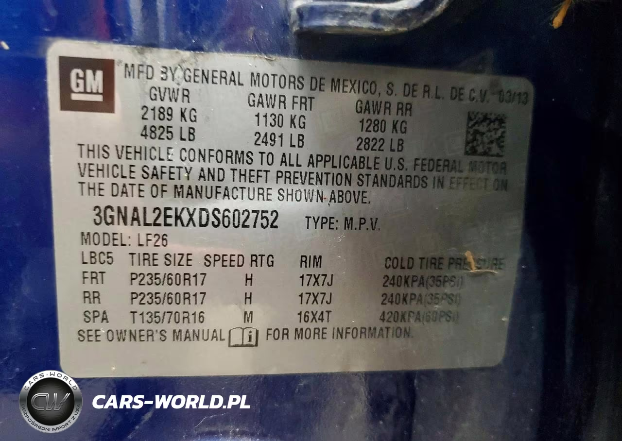 2013 Chevrolet Captiva Ls VIN:3GNAL2EKXDS602752 - 13