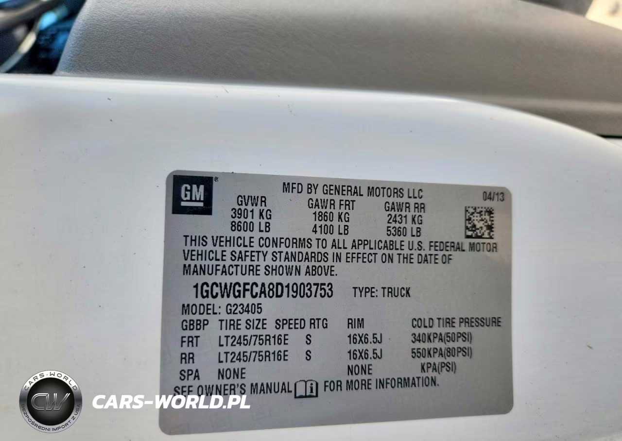 2013 Chevrolet Express G2500 VIN:1GCWGFCA8D1903753 - 13