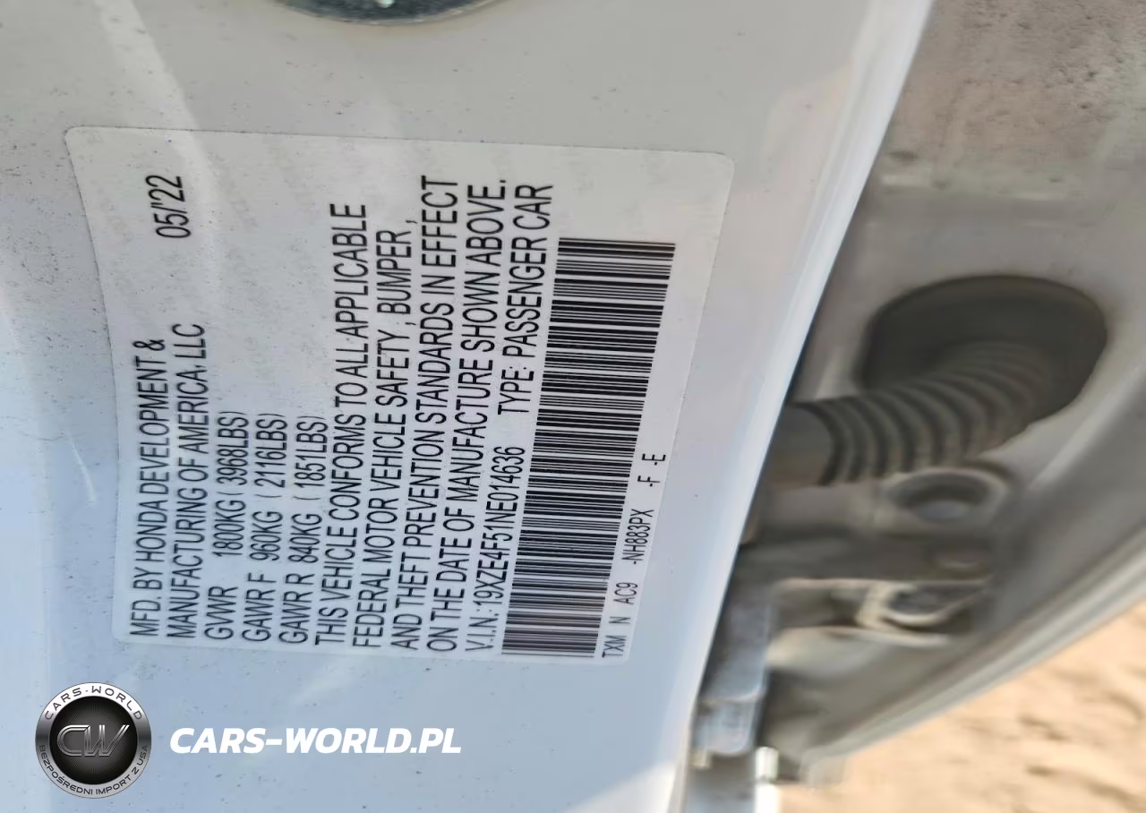 2022 Honda Insight Ex VIN:19XZE4F51NE014636 - 12