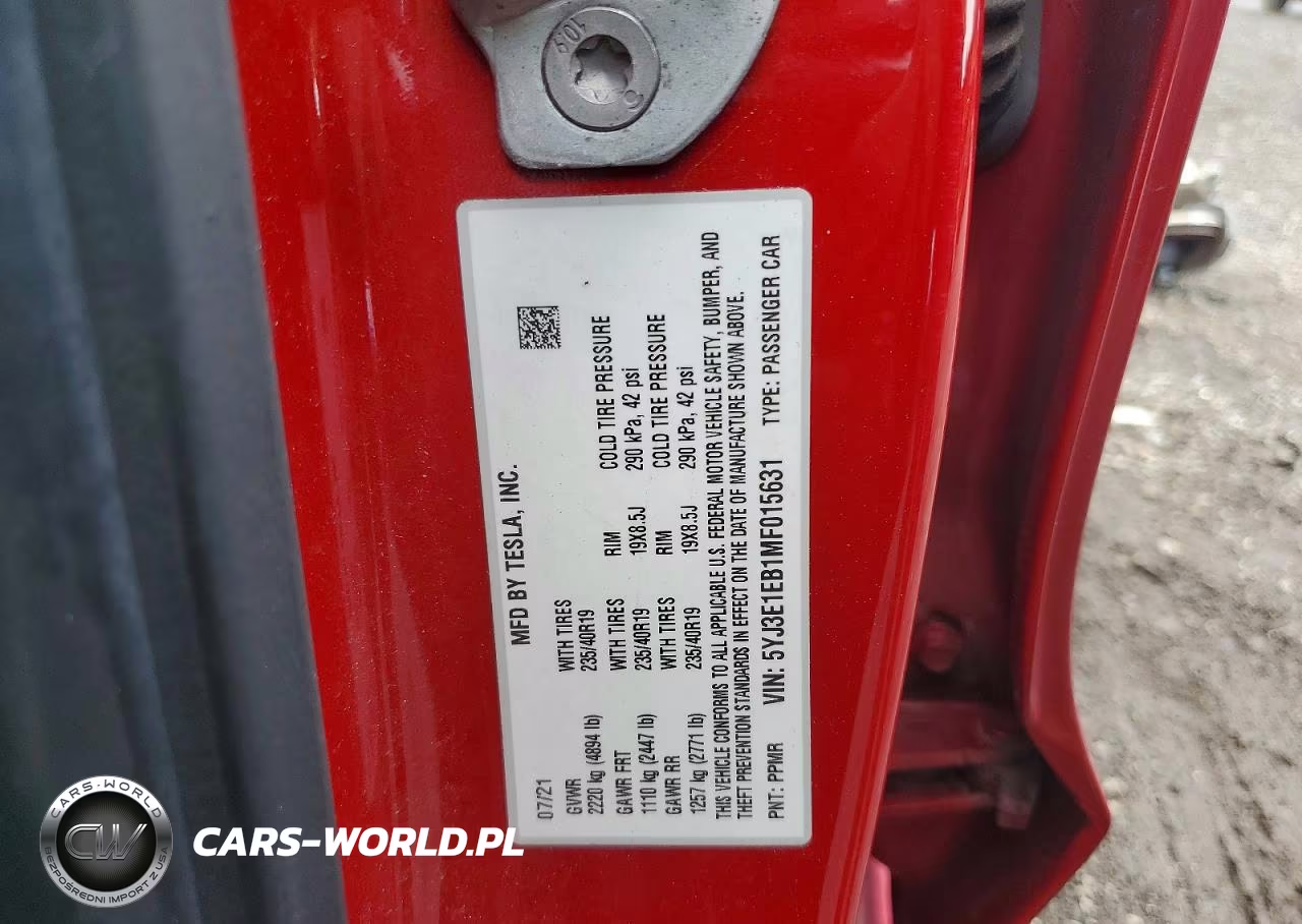 2021 Tesla Model 3 VIN:5YJ3E1EB1MF015631 - 12
