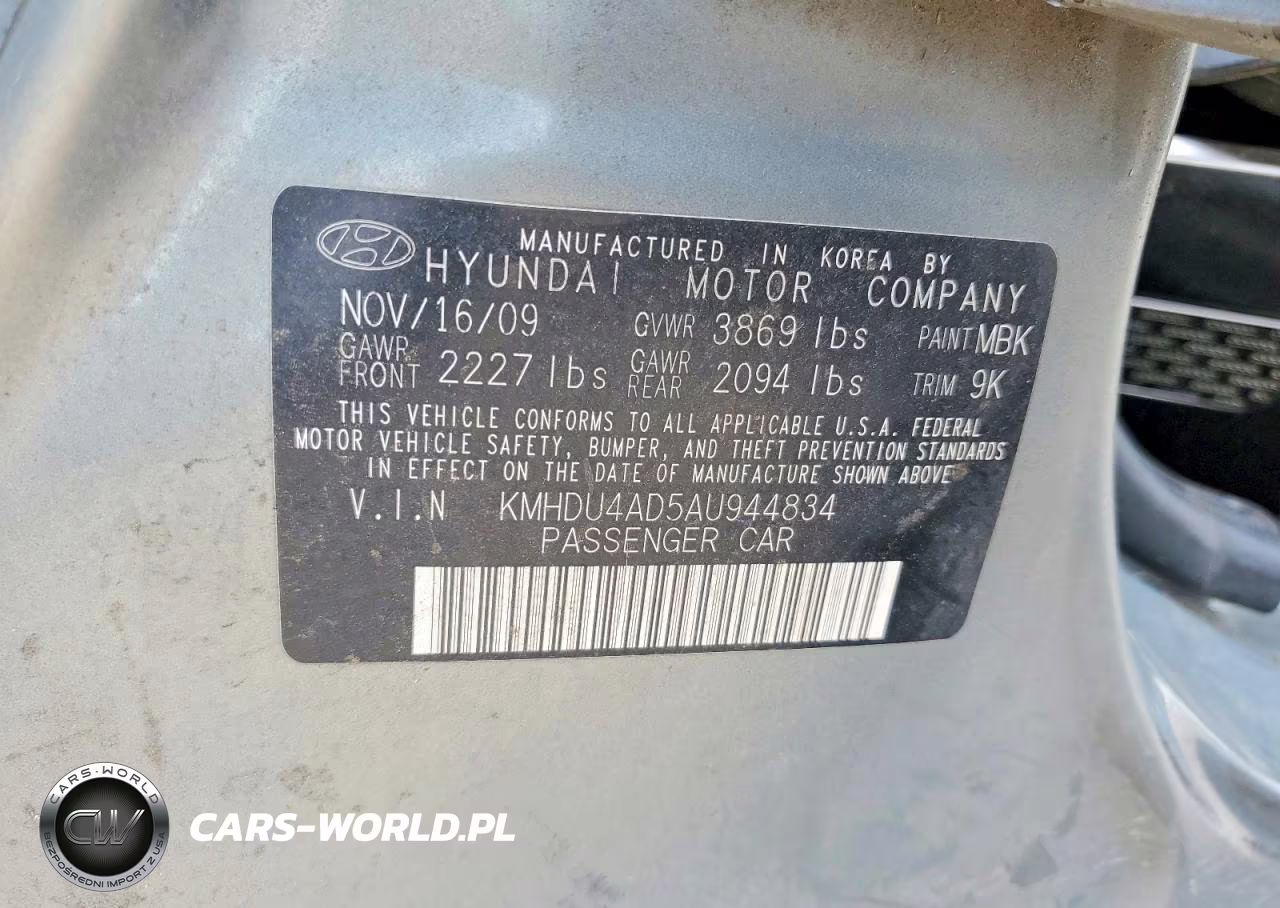 2010 Hyundai Elantra Gls VIN:KMHDU4AD5AU944834 - 12