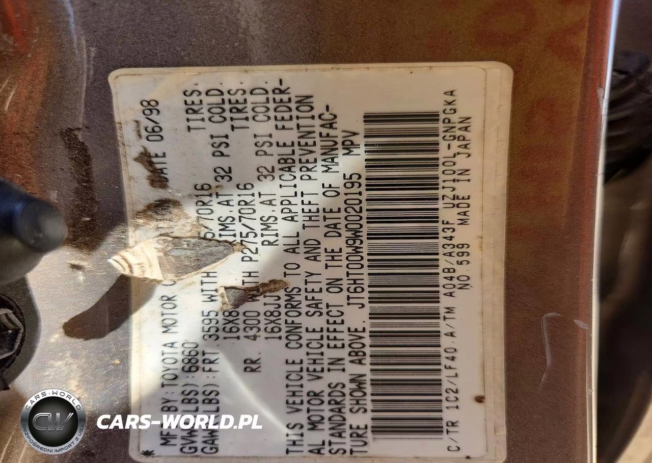 1998 Lexus Lx 470 VIN:JT6HT00W9W0020195 - 14