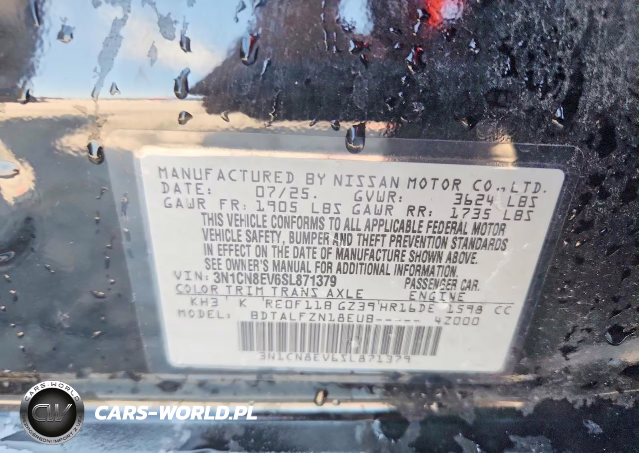 2025 Nissan Versa Sv VIN:3N1CN8EV6SL871379 - 12