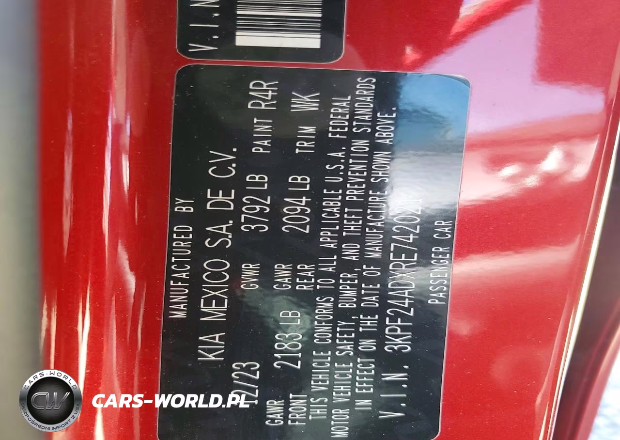 2024 Kia Forte Lxs VIN:3KPF24ADXRE742021 - 12