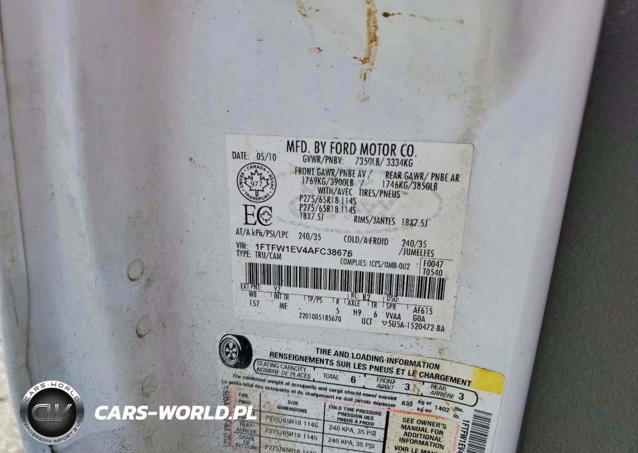 2010 Ford F150 Supercrew VIN:1FTFW1EV4AFC38676 - 12