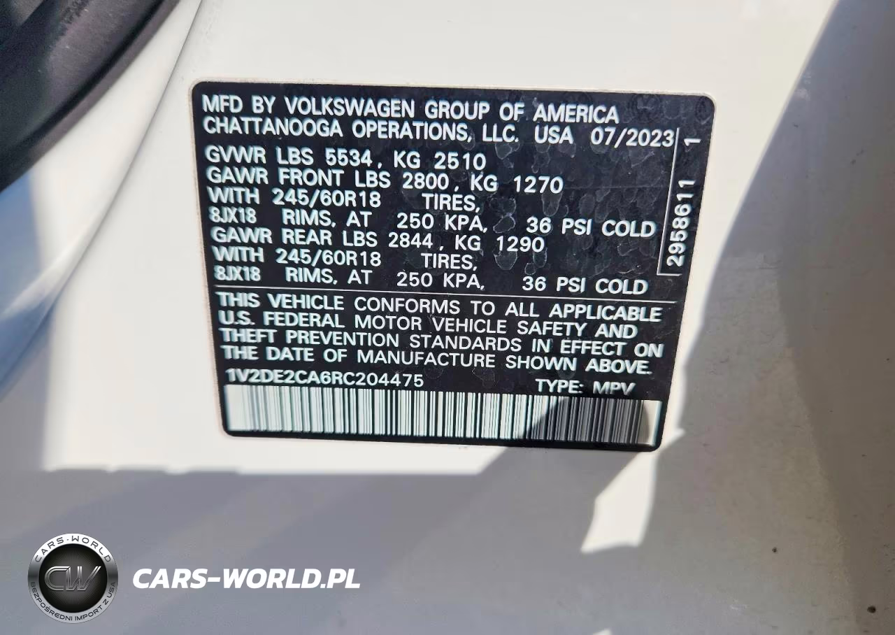 2024 Volkswagen Atlas Cross Sport Se VIN:1V2DE2CA6RC204475 - 13