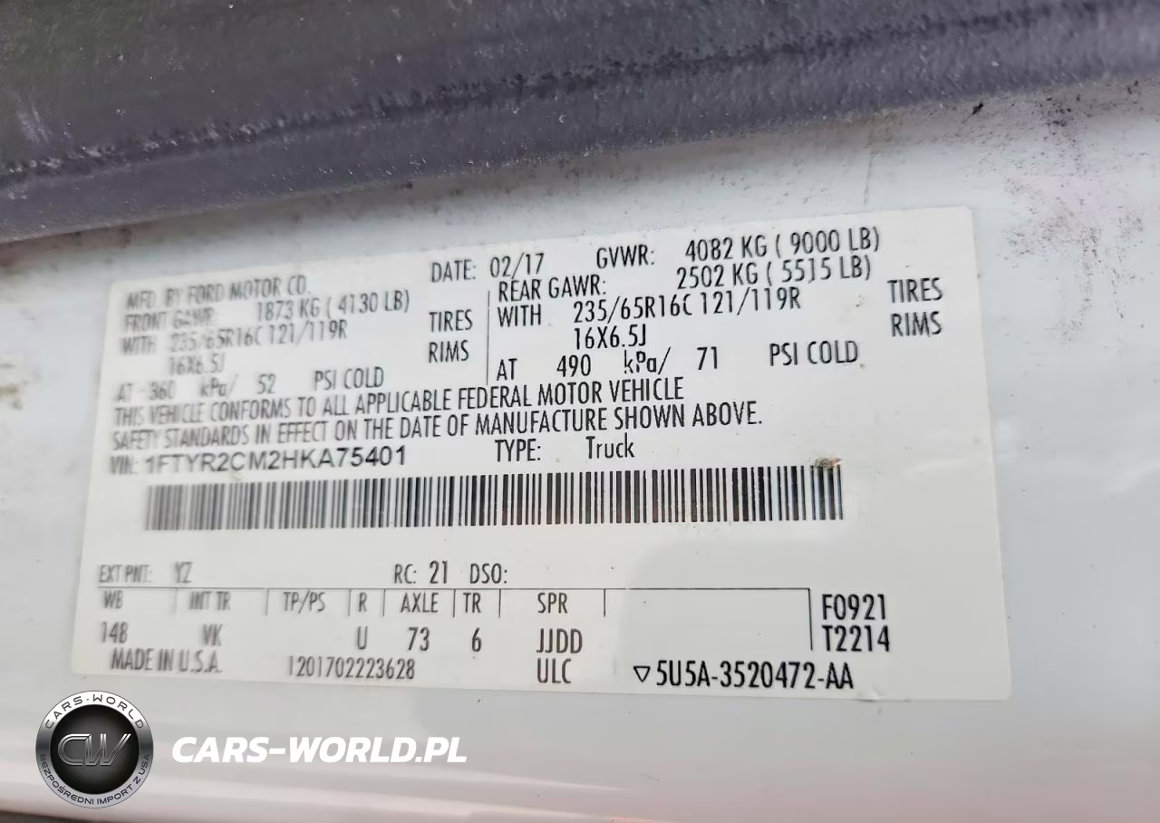 2017 Ford Transit T-250 VIN:1FTYR2CM2HKA75401 - 13