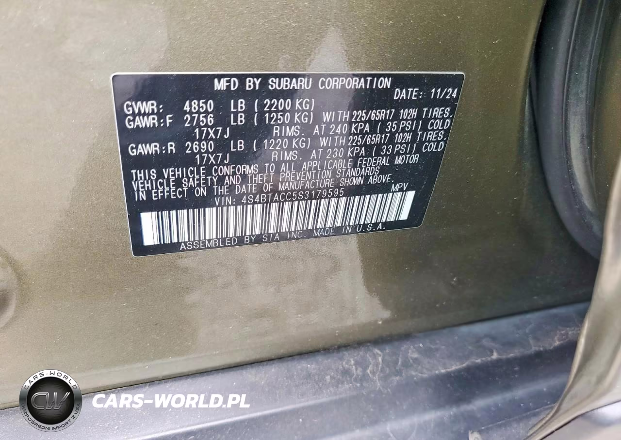 2025 Subaru Outback Premium VIN:4S4BTACC5S3179595 - 13