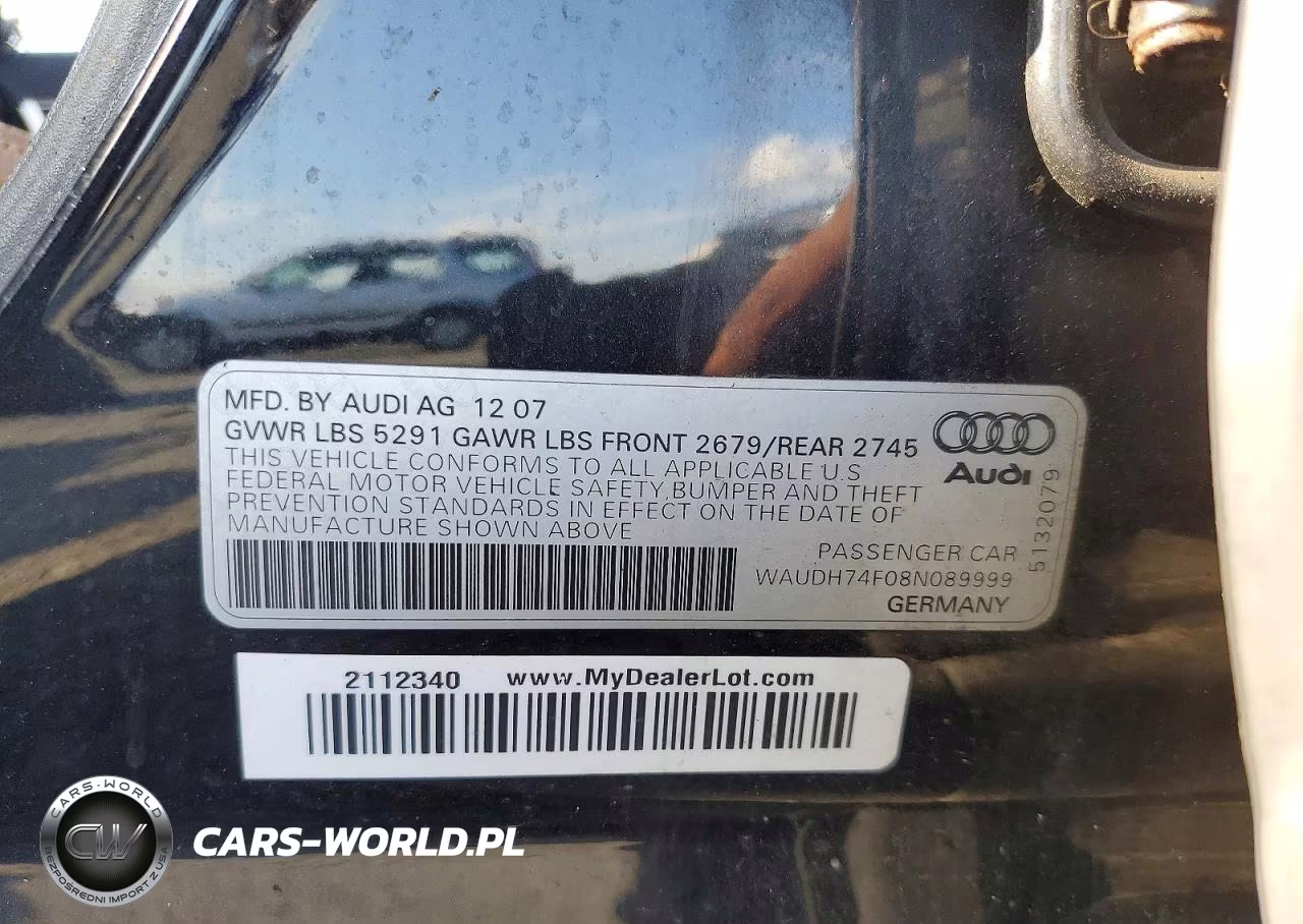 2008 Audi A6 3.2 Quattro VIN:WAUDH74F08N089999 - 12