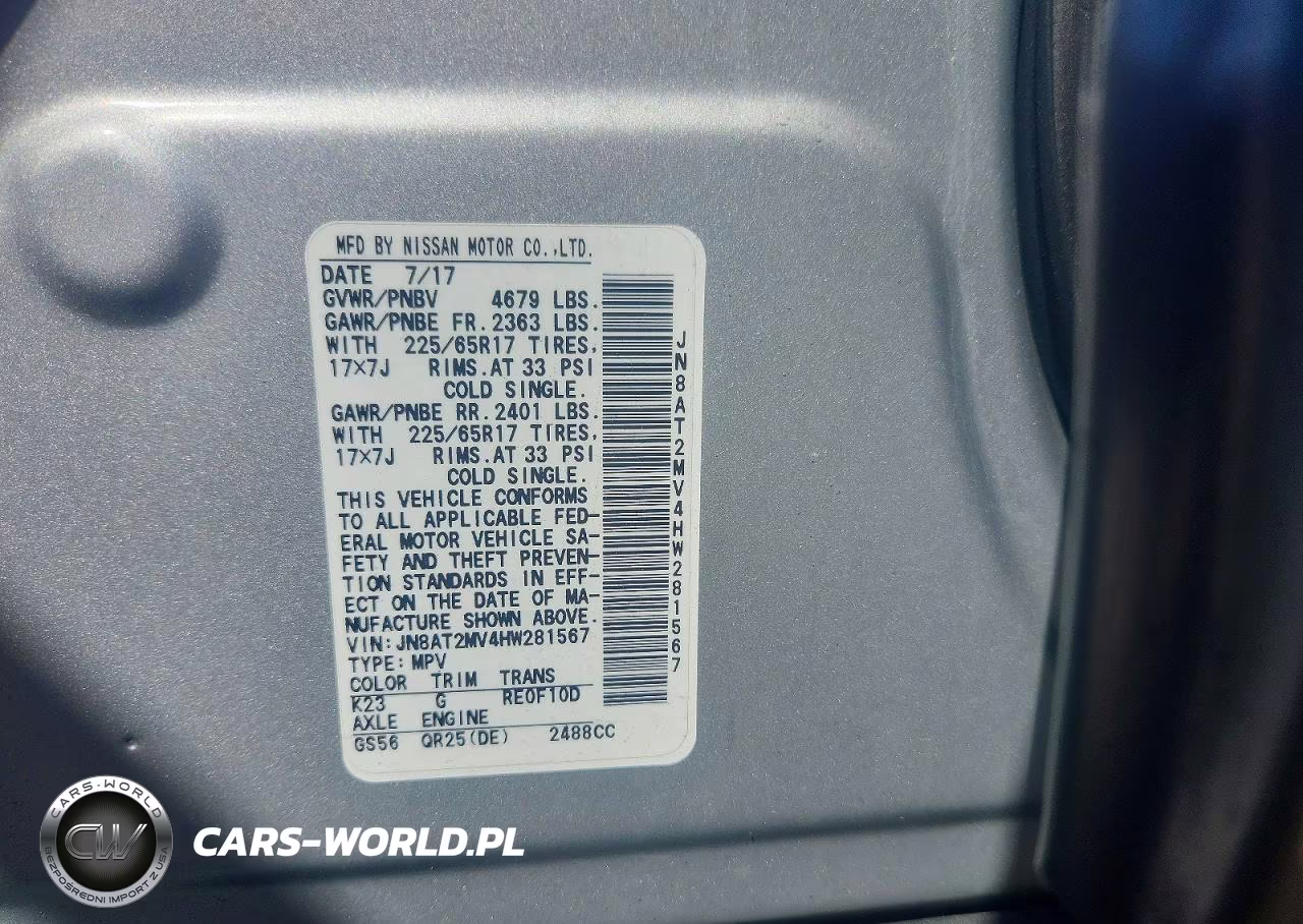 2017 Nissan Rogue Sv VIN:JN8AT2MV4HW281567 - 13