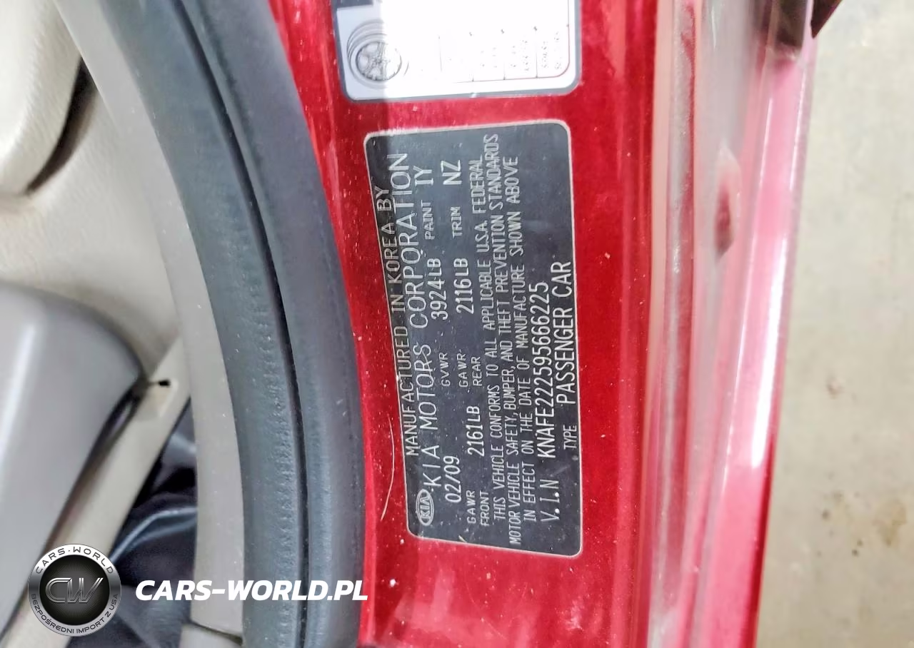 2009 Kia Spectra Lx VIN:KNAFE222595666225 - 12